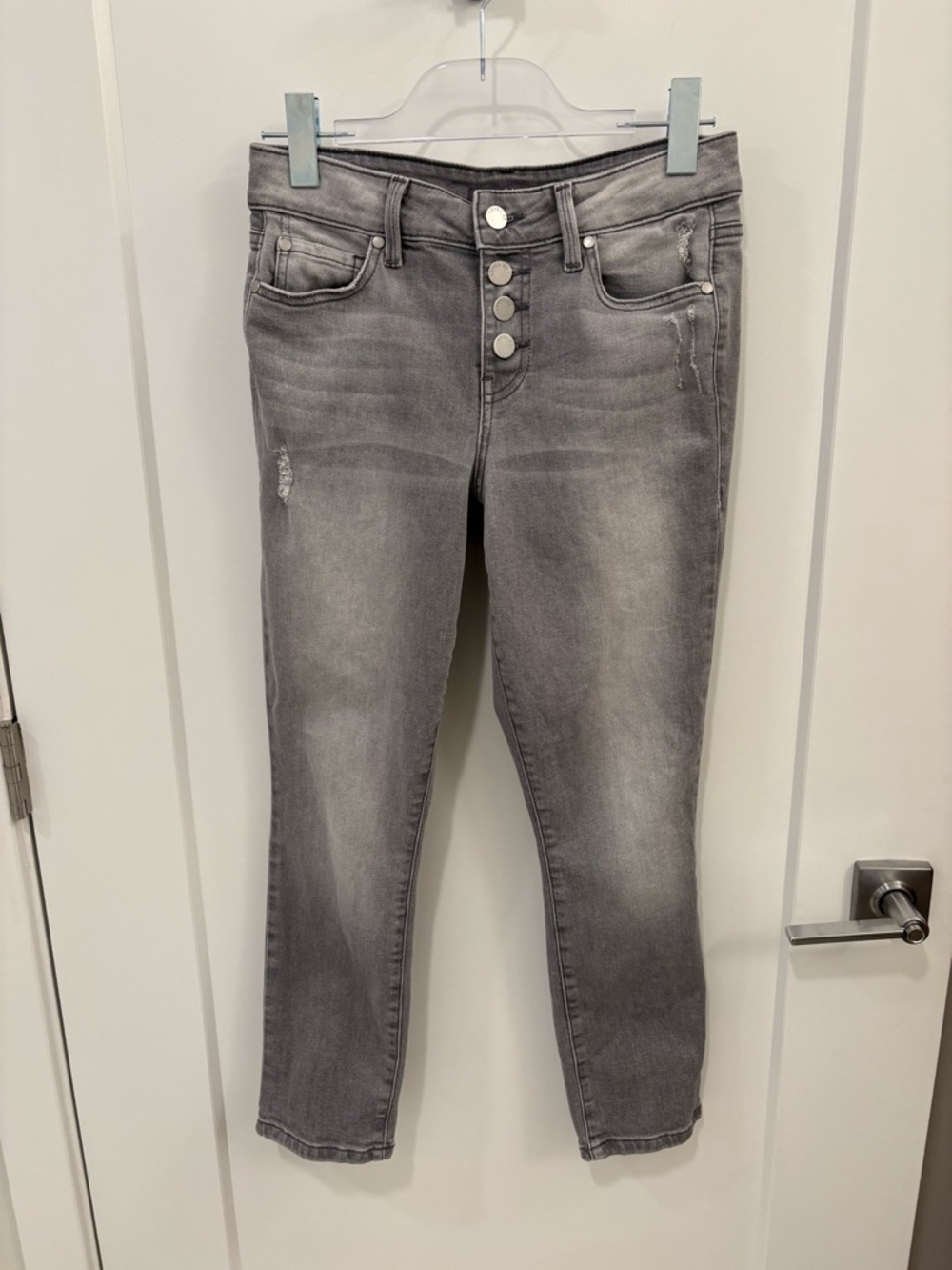 Level 99 Grey Faded Distressed Skinny Ankle Button Fly Jeans Size 26